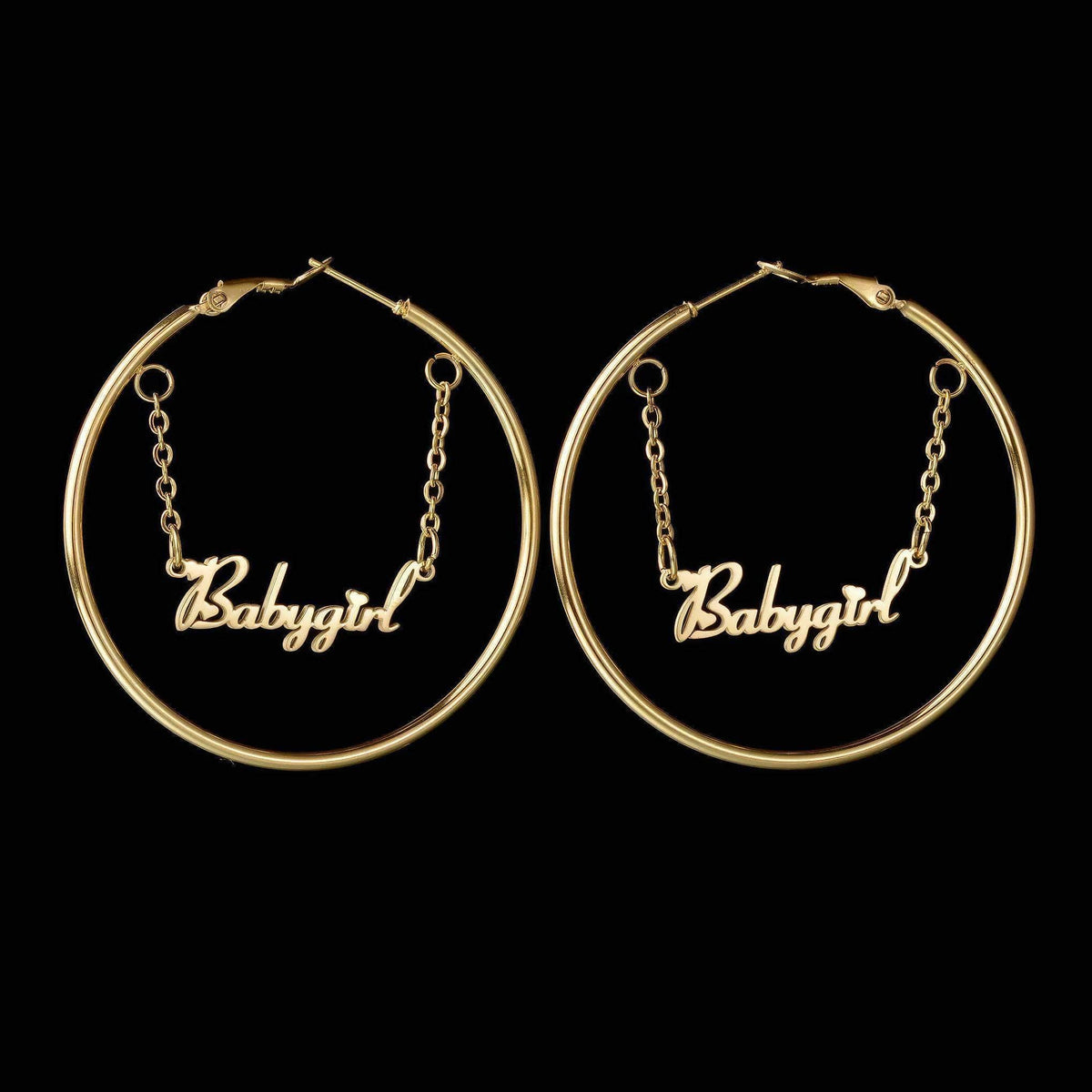 Personalized Custom Name Earrings with Chain - Stainless Steel for Women, featuring Letters Nameplate for a fashionable Birthday Jewelry Gift gold color / 25cm