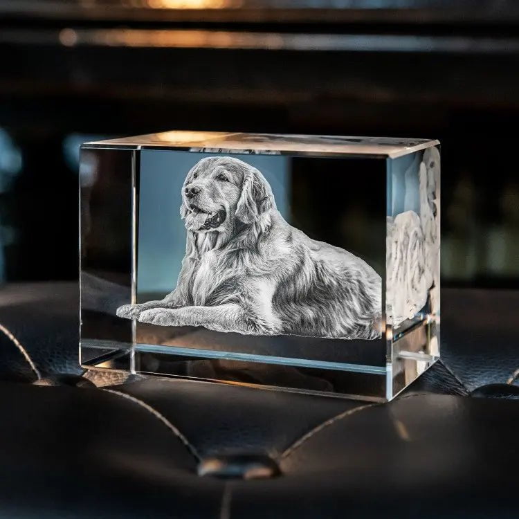 Personalized Sympathy Tribute - Custom Gift for the Loss of a Beloved Pet, Crystal Decor Keepsake Offering as a Memorial for the Departed Loved One 2D Crystal / 5cmx5cmx8cm