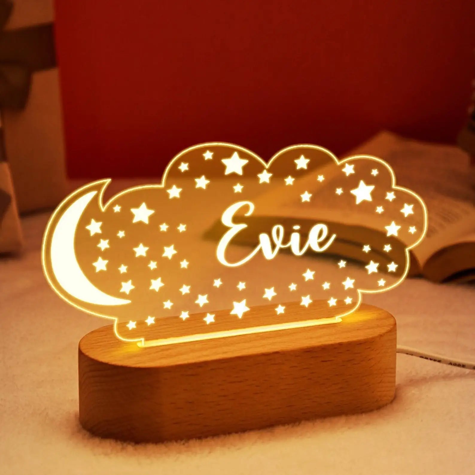 Personalized USB Night Light for Babies and Kids - Custom Name Lamp for Nursery, Newborn Bedroom, Home Decor, Ideal Birthday Warm Light / style 1