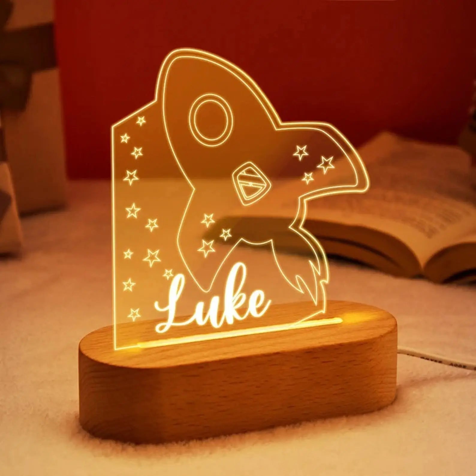 Personalized USB Night Light for Babies and Kids - Custom Name Lamp for Nursery, Newborn Bedroom, Home Decor, Ideal Birthday Warm Light / style 3