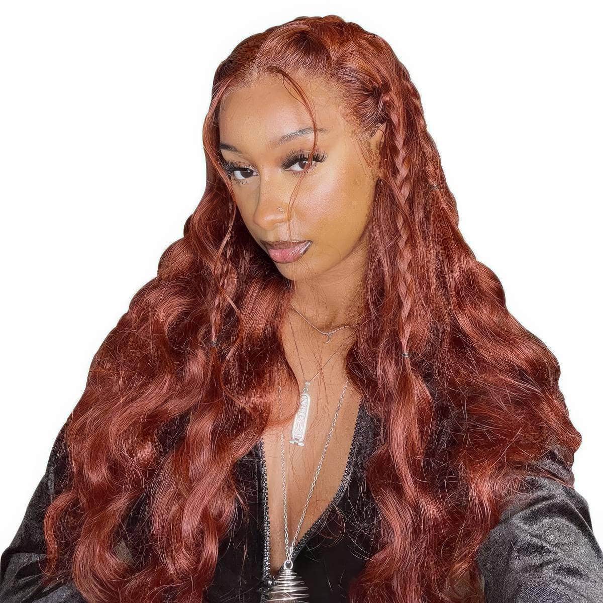 Peruvian Body Wave Reddish Brown Glueless Wig - Wear And Go, 6x4 Lace Front, Ready To Wear, Color 33, Pre-Cut Wig 12inches