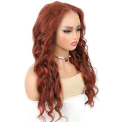 Peruvian Body Wave Reddish Brown Glueless Wig - Wear And Go, 6x4 Lace Front, Ready To Wear, Color 33, Pre-Cut Wig