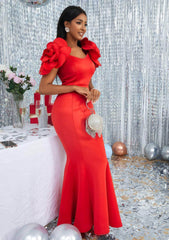 Petal Sleeves High Waist Mermaid Dress