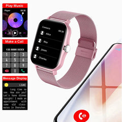 Pink Color Smart Watch for Women: Ladies Smartwatch, Silicone and Stainless Steel, SmartClock for Android & iOS, Female Fitness Tracker