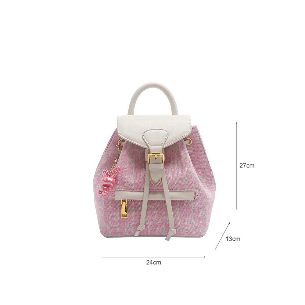 Pink Monogram Drawstring Top Handle Backpack