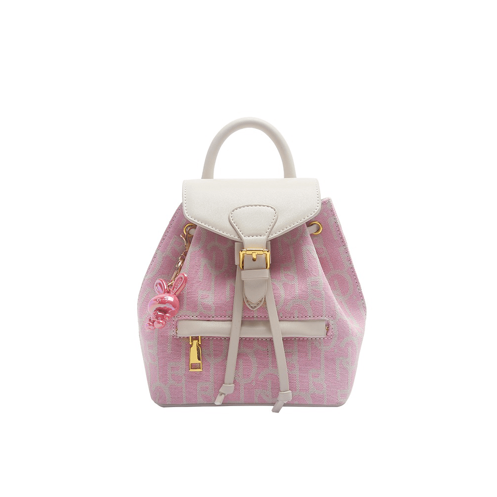 Pink Monogram Drawstring Top Handle Backpack