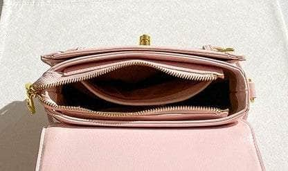 Pink Monogram Lock Detail Envelope  Handbag