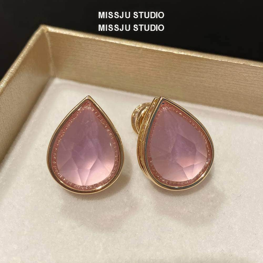 Pink Opal Statement Studded Earrings Pink