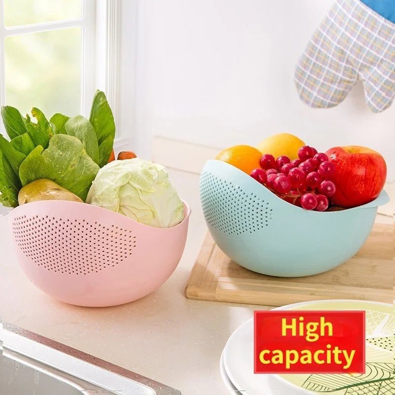 Plastic Colander Rice Sieve - Vegetable Fruit Basket, Draining Dishwashing Basket, Home Kitchen Rice Tools