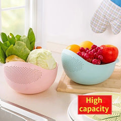 Plastic Colander Rice Sieve - Vegetable Fruit Basket, Draining Dishwashing Basket, Home Kitchen Rice Tools