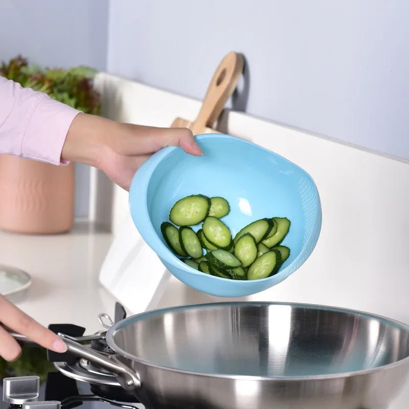 Plastic Colander Rice Sieve - Vegetable Fruit Basket, Draining Dishwashing Basket, Home Kitchen Rice Tools