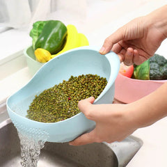 Plastic Colander Rice Sieve - Vegetable Fruit Basket, Draining Dishwashing Basket, Home Kitchen Rice Tools