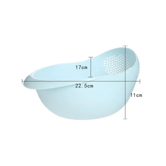 Plastic Colander Rice Sieve - Vegetable Fruit Basket, Draining Dishwashing Basket, Home Kitchen Rice Tools Blue