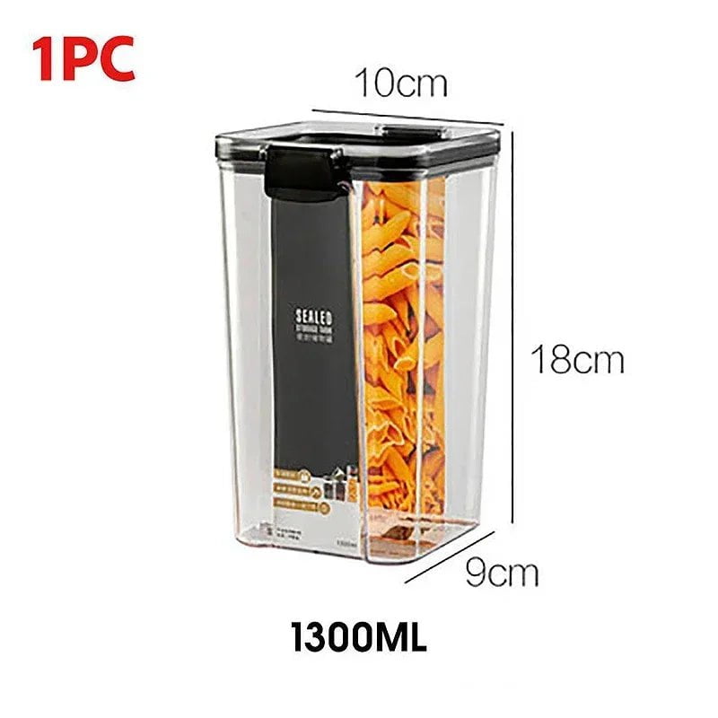 Plastic Food Storage Box Sets - Stackable Kitchen Sealed Jars for Multigrain, Dried Fruit, Tea, and More 1300ML
