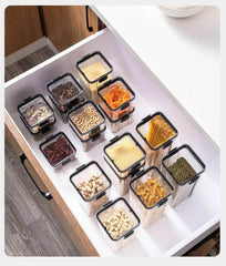 Plastic Food Storage Box Sets - Stackable Kitchen Sealed Jars for Multigrain, Dried Fruit, Tea, and More