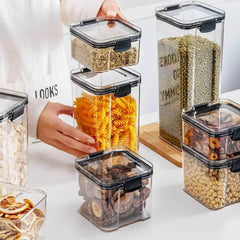 Plastic Food Storage Box Sets - Stackable Kitchen Sealed Jars for Multigrain, Dried Fruit, Tea, and More