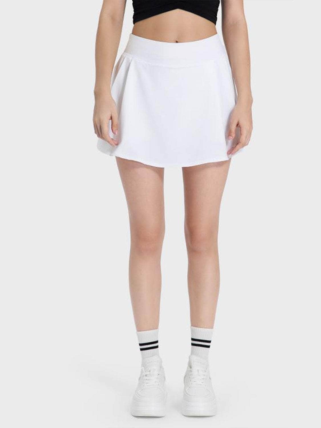 Pleated Detail Mid-Rise Waist Active Skirt White / 4