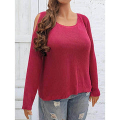 Plus Size Cold Shoulder Loose Knitted Top