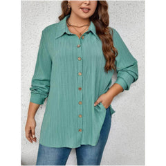 Plus Size Collared Buttoned Down Shirt