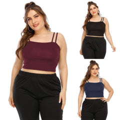 Plus Size Double Strap Crop Cami Tank Top