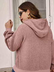 Plus Size Hooded Pullover Fleece Top