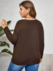 Plus Size Knitted Pullover Cable Knit Sweater Top