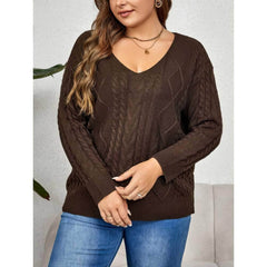 Plus Size Knitted Pullover Cable Knit Sweater Top