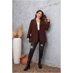 Plus Size Lapel Collared Long Sleeves Blazer