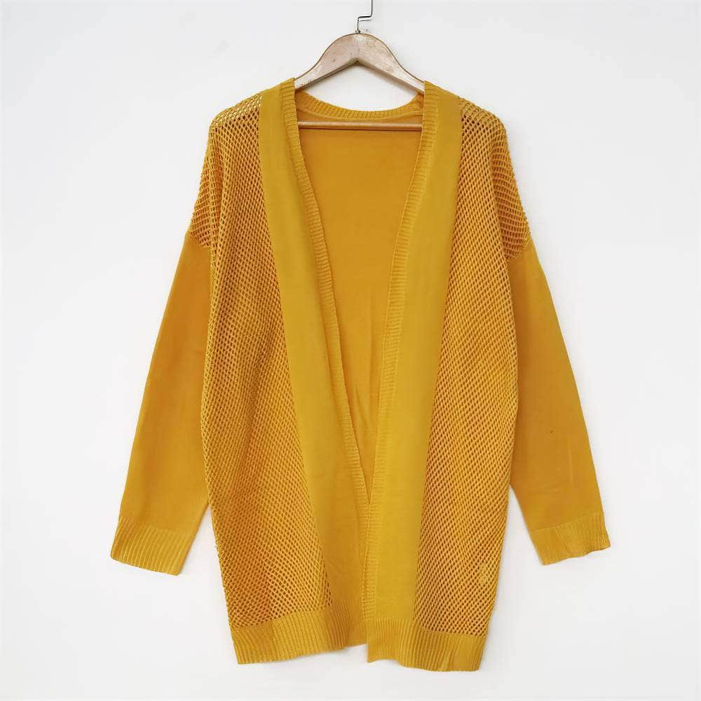 Plus Size Long Sleeves Knit Open Front Cardigan