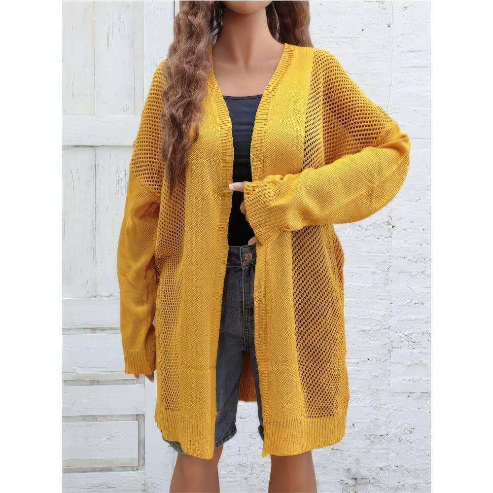 Plus Size Long Sleeves Knit Open Front Cardigan