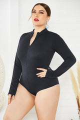 Plus Size Long Sleeves Rib Knitted Turtle Neck Bodysuit US 4-6 / Black