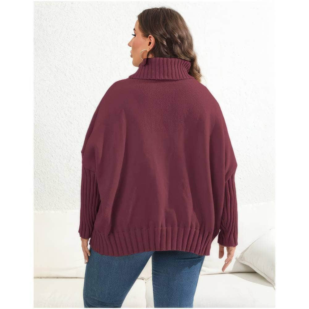 Plus Size Long Sleeves Turtle Neck Loose Sweater Top