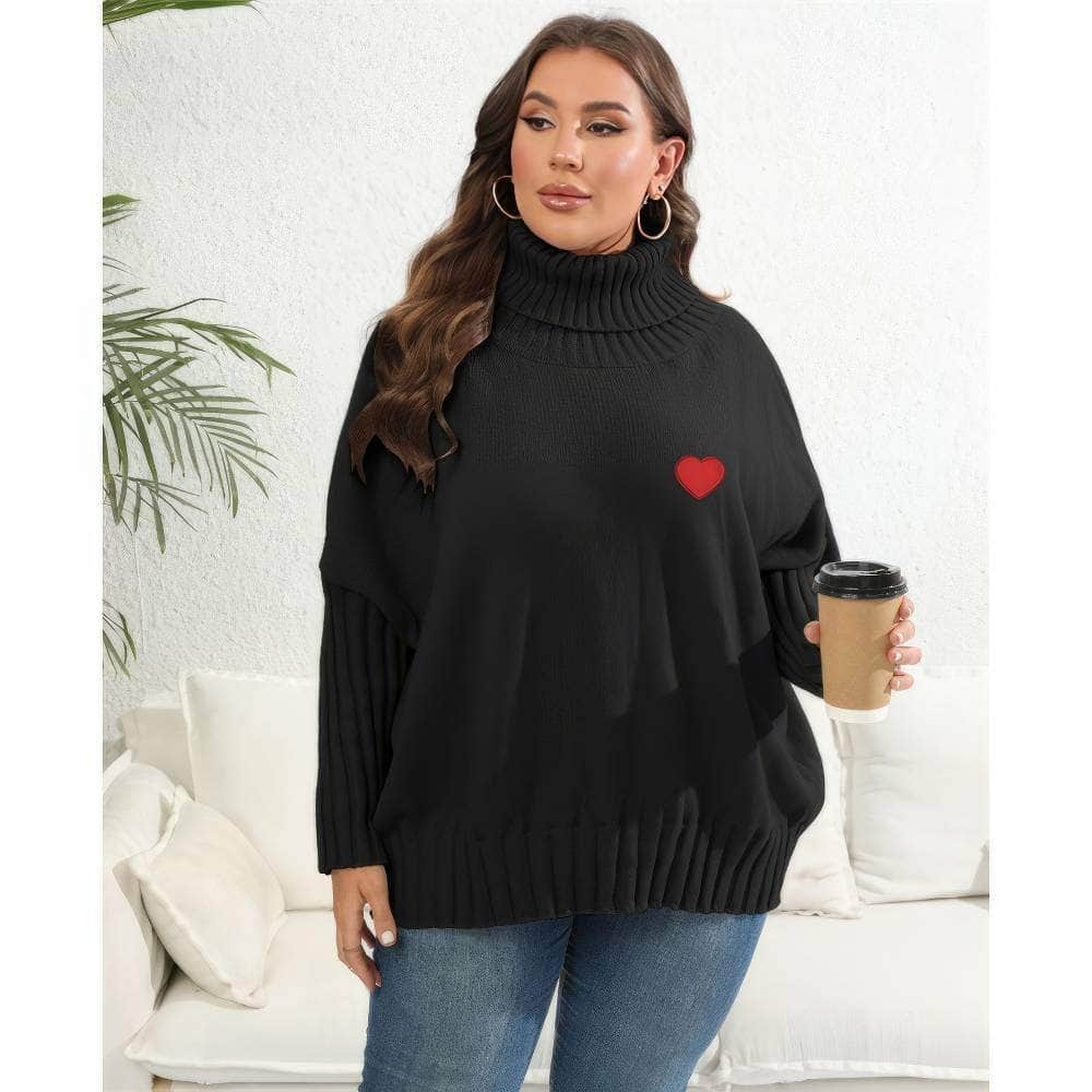 Plus Size Long Sleeves Turtle Neck Loose Sweater Top