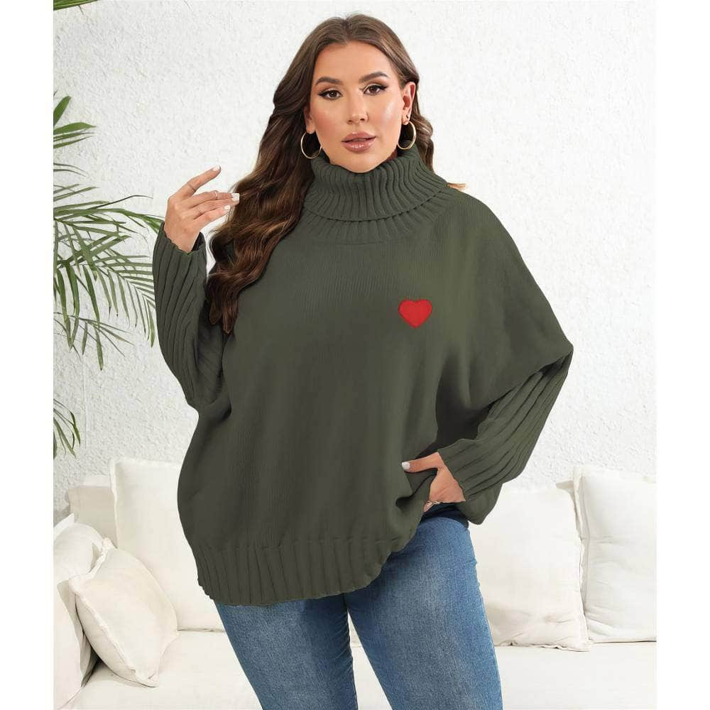 Plus Size Long Sleeves Turtle Neck Loose Sweater Top