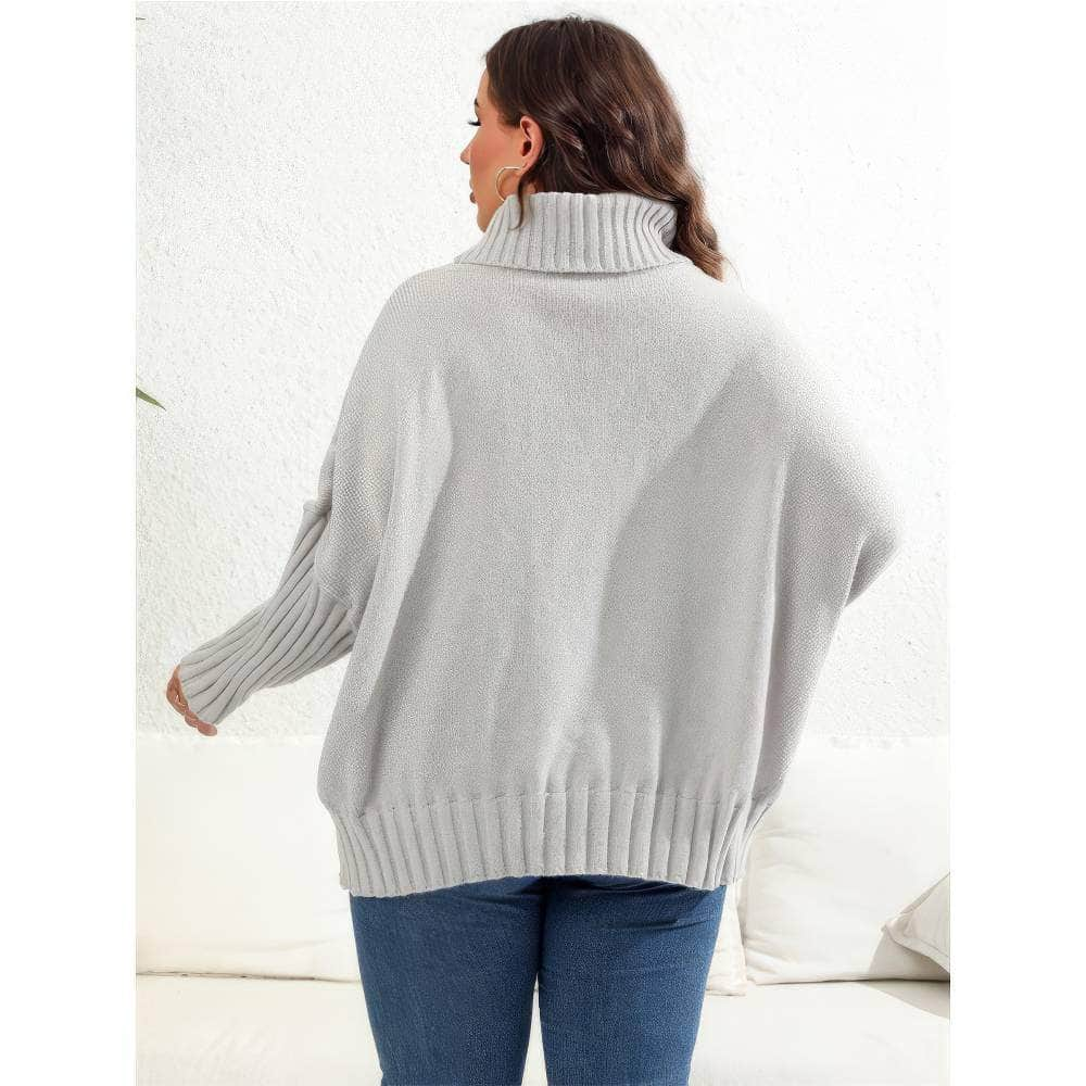 Plus Size Long Sleeves Turtle Neck Loose Sweater Top