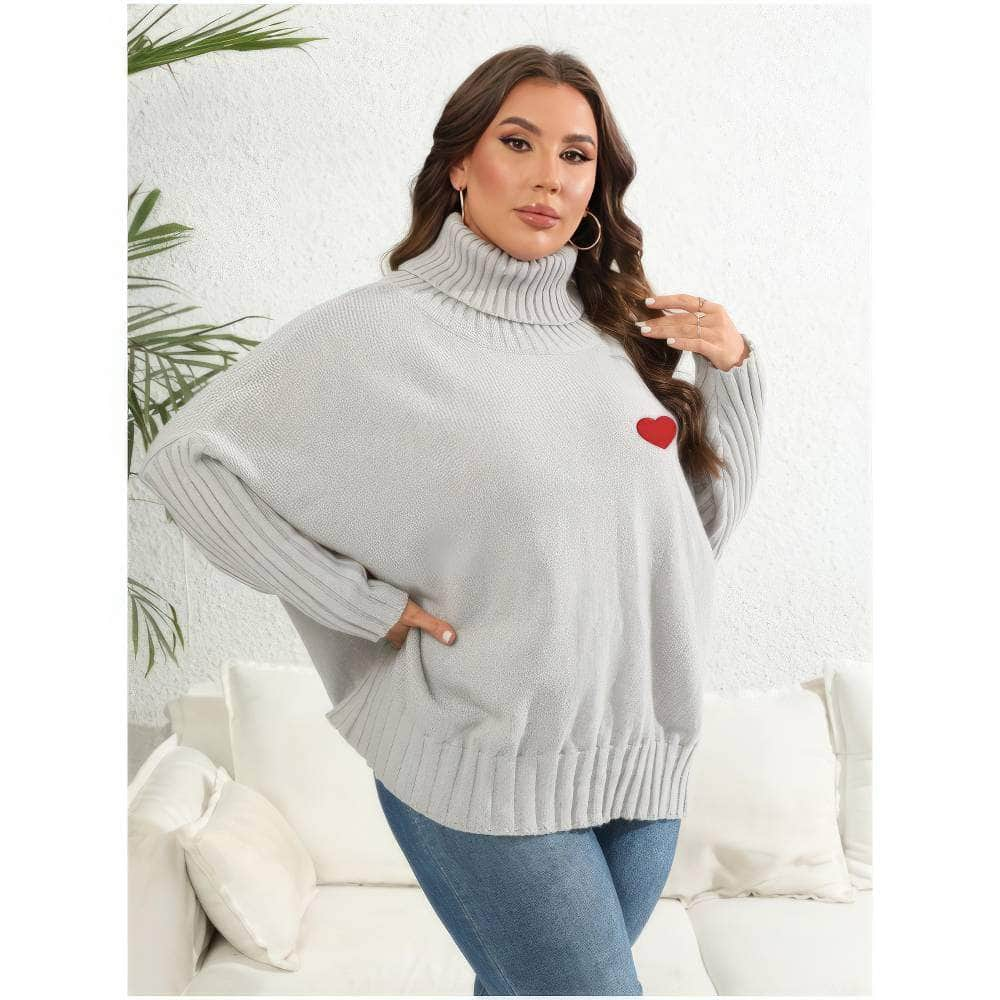 Plus Size Long Sleeves Turtle Neck Loose Sweater Top