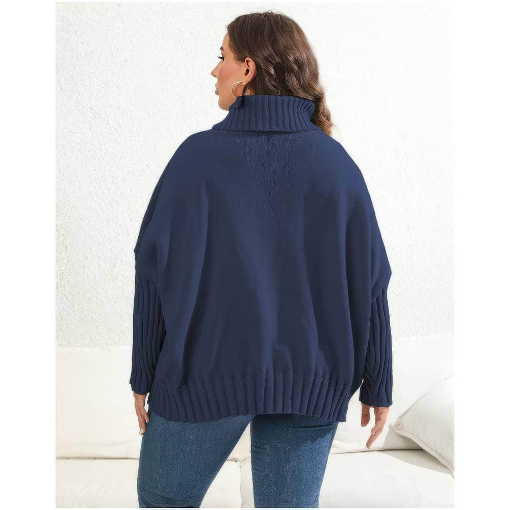 Plus Size Long Sleeves Turtle Neck Loose Sweater Top