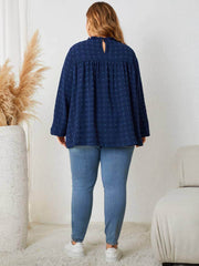 Plus Size Mock Neck Lace Detailed Loose Blouse