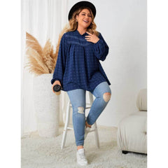 Plus Size Mock Neck Lace Detailed Loose Blouse