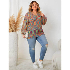 Plus Size Multicolor Pullover Sweater Top