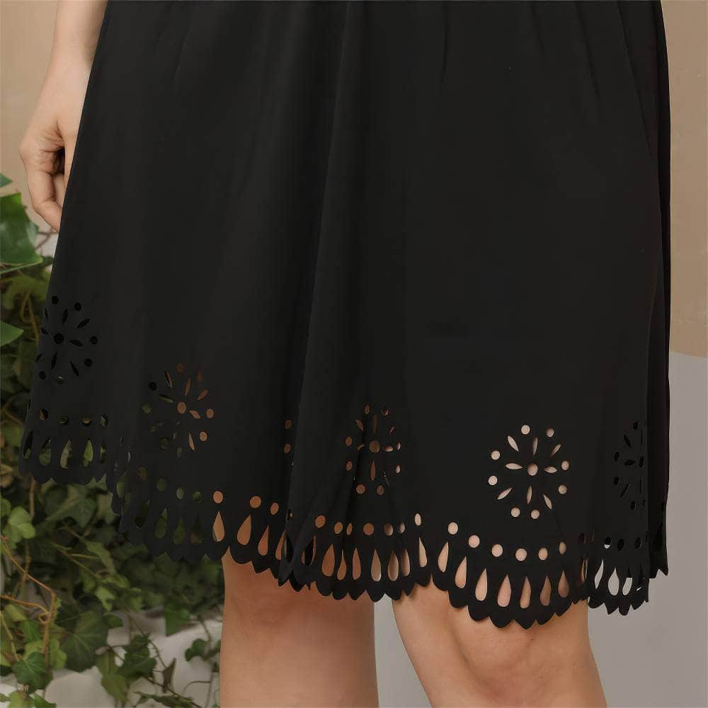 Plus Size Off-Shoulder Laser Cut Hem Dress