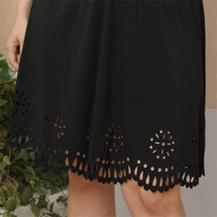 Plus Size Off-Shoulder Laser Cut Hem Dress