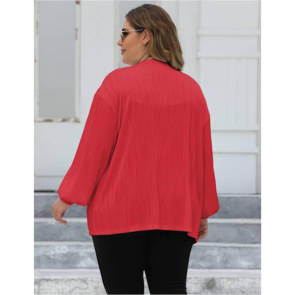 Plus Size Open Front Long Sleeve Cardigan