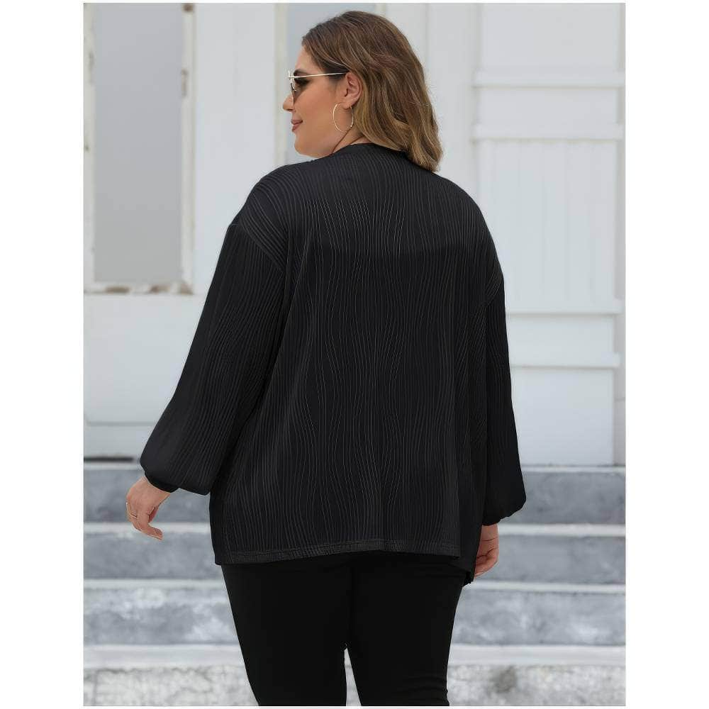 Plus Size Open Front Long Sleeve Cardigan