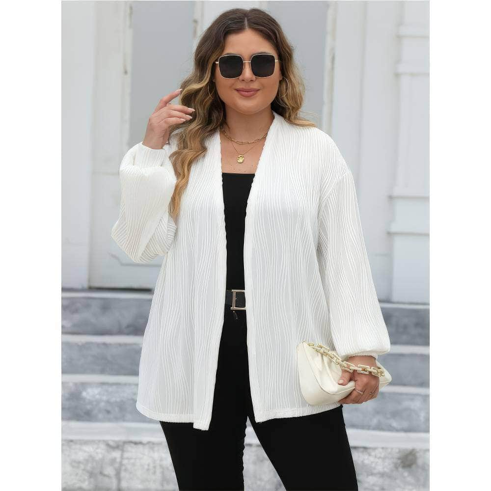 Plus Size Open Front Long Sleeve Cardigan