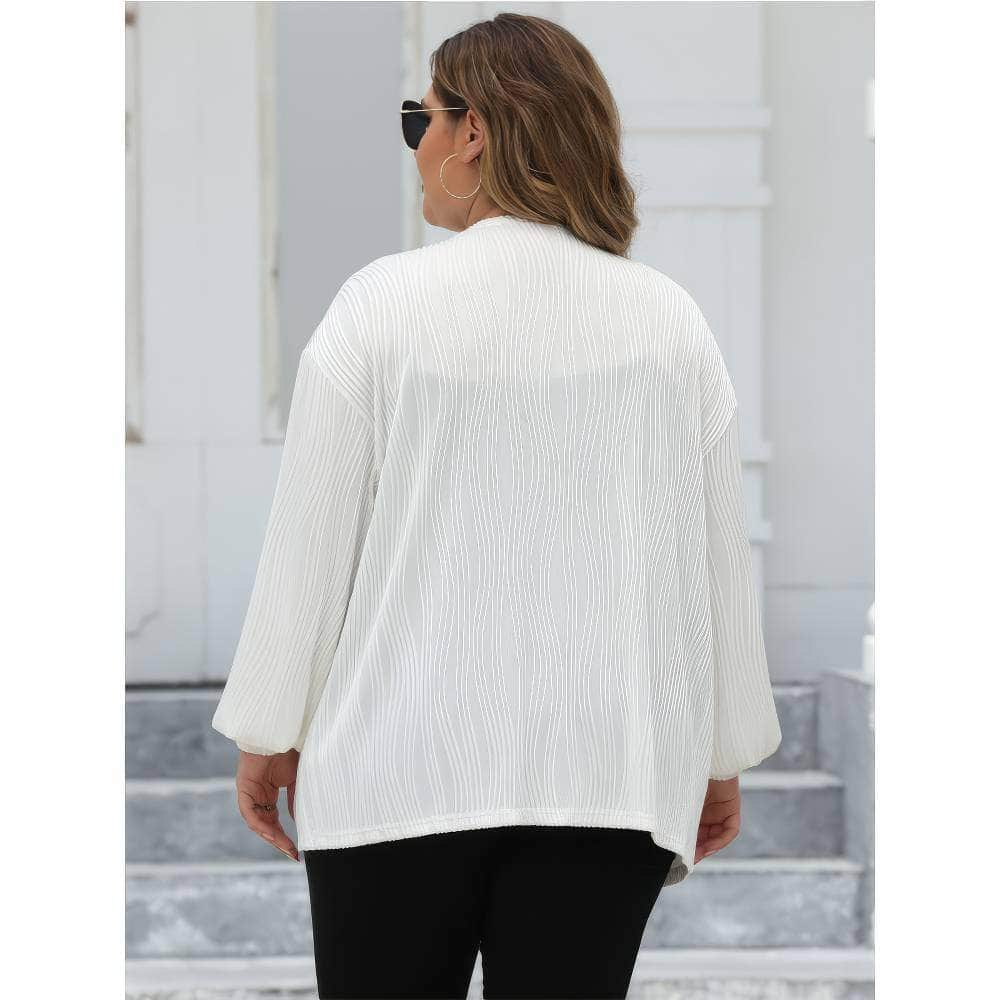 Plus Size Open Front Long Sleeve Cardigan