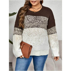 Plus Size Round Neck Nude Tone Sweater Top