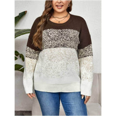 Plus Size Round Neck Nude Tone Sweater Top