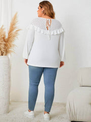 Plus Size Ruffled Round Neck Long Sleeves Blouse