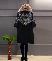 Plus Size Sequin Detailed Loose Shirt Dress